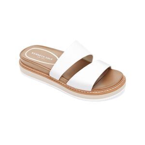 KENNETH COLE Womens White 1" Platform Laney Open Wedge Slide Sandals Shoes 9 M